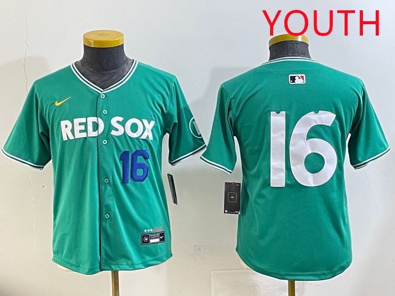 Youth Boston Red Sox #16 No Name Green Joint Name Nike 2025 MLB Jersey style 5
